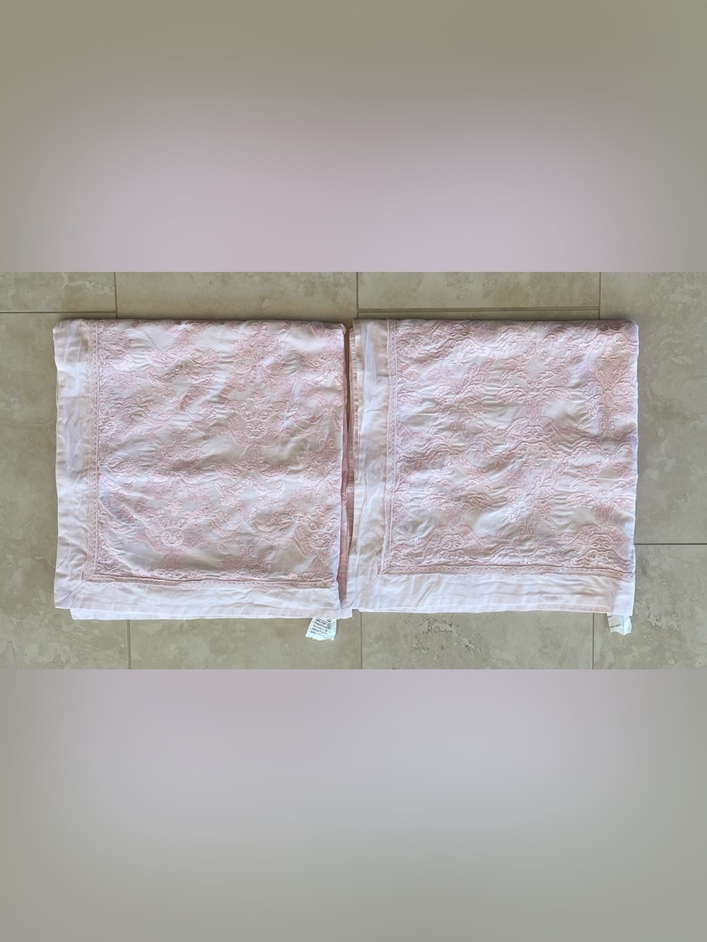 2 Simply Shabby Chic Pale Pink Embroidered Decorative Pillow Sham - Picture 9 of 14